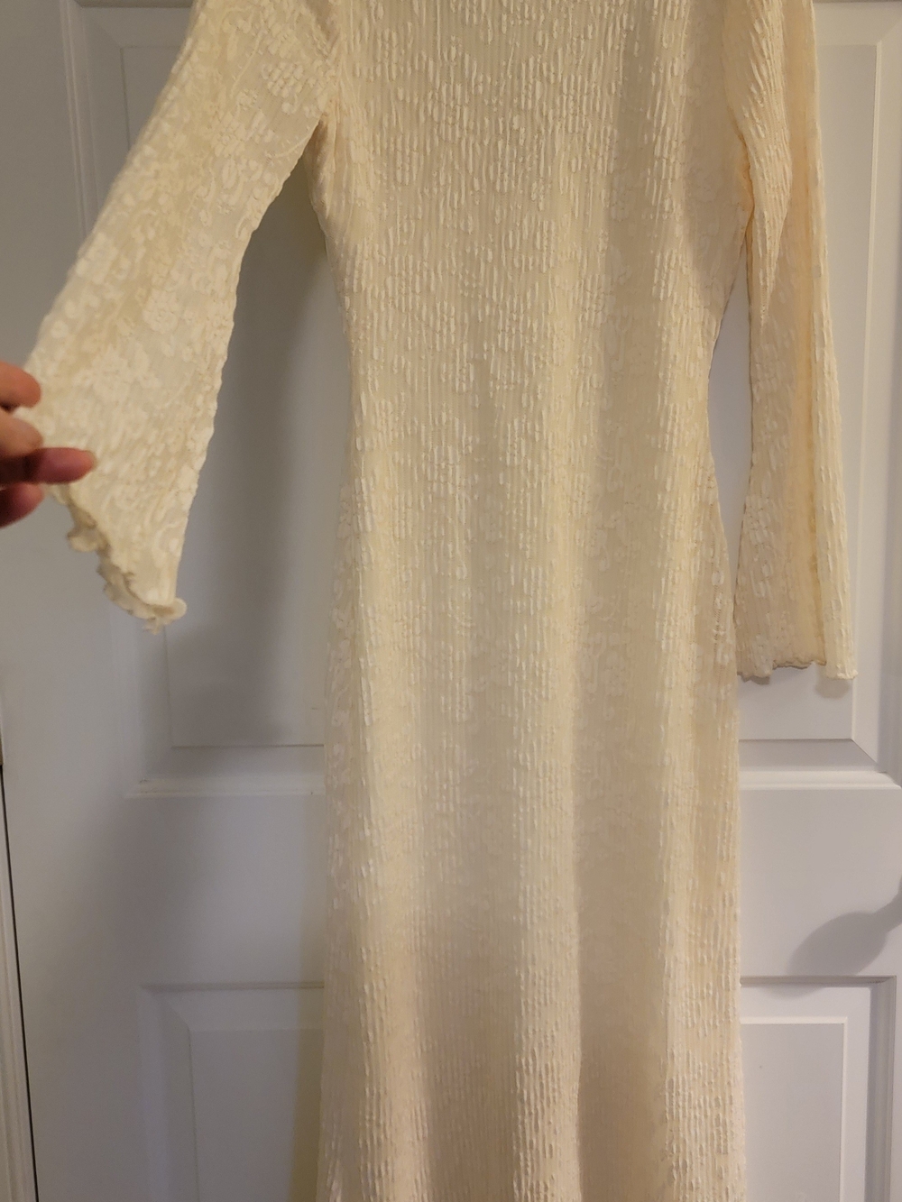 Acoa Women's Cream Long-Sleeve Textured Maxi Dress